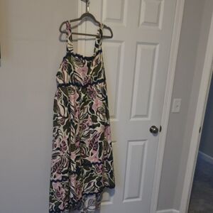 Floral Maxi Dress with Pink and Green Pattern